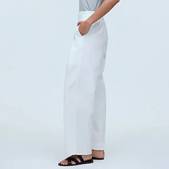 Madewell Linen Blend White Pull-On Straight Crop Pant Size 2 - Picture 3 of 6